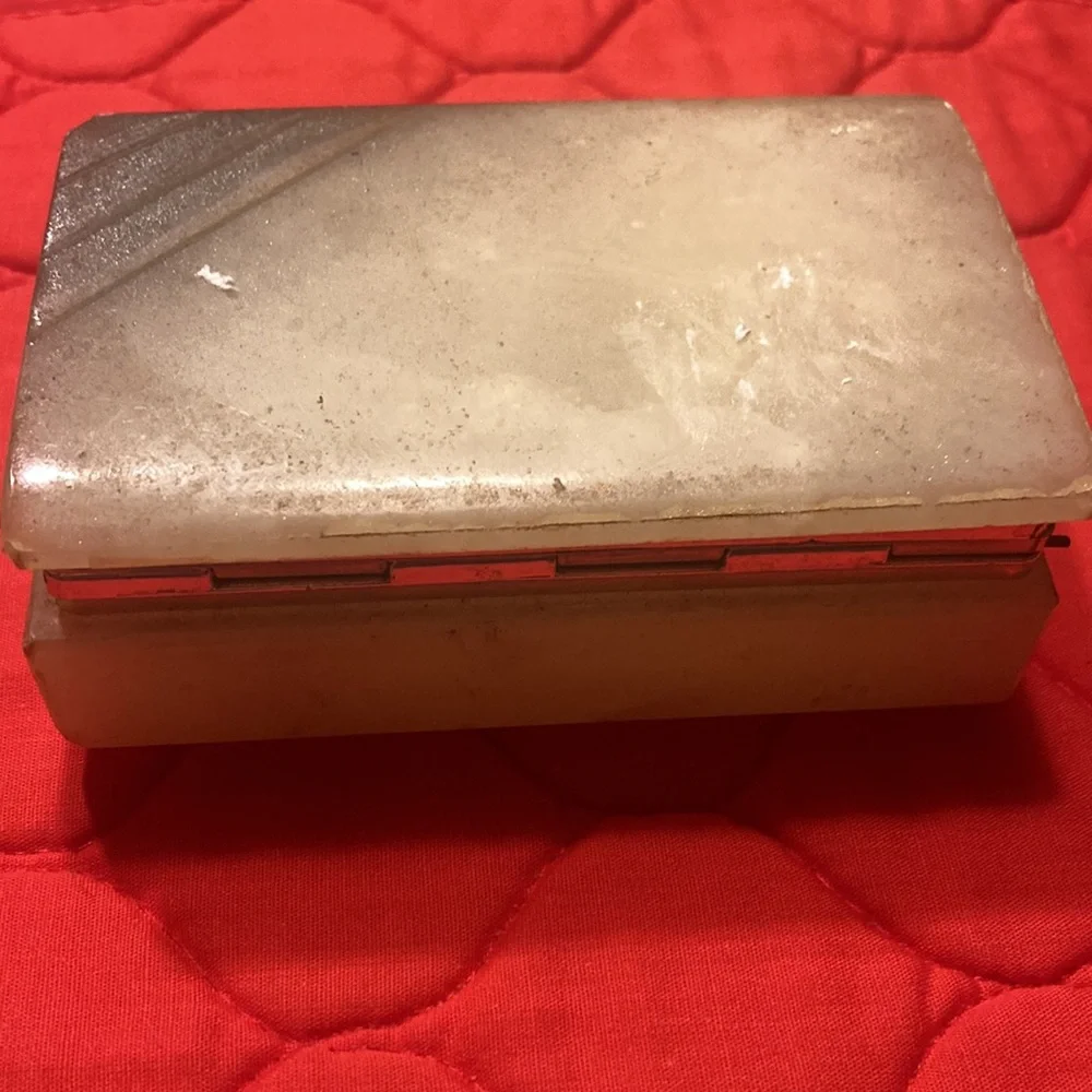 Marble trinket box, vintage cream color